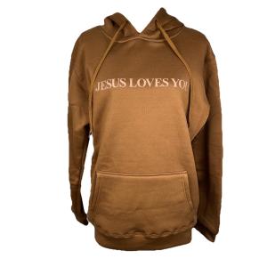 Jesus Loves You Hoodie - Inspirational Brown Design