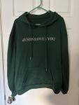 Jesus Loves You Drawstring Hoodie Sweatshirt - Dark Green XL
