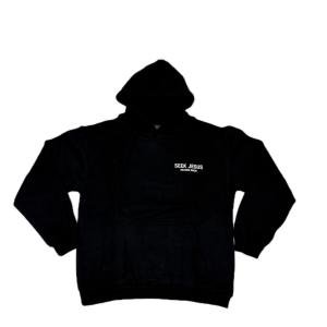Heavenly Seek Jesus Unisex Hoodie in Black & White