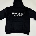 Heavenly Seek Jesus Unisex Hoodie in Black & White
