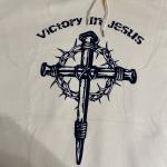 Beige Jesus Hoodie with Christian Cross Design