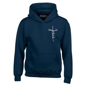 Cursive Jesus Cross Pocket Hoodie Sweatshirt