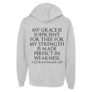 My Grace Is Sufficient Christian Hoodie - Gray