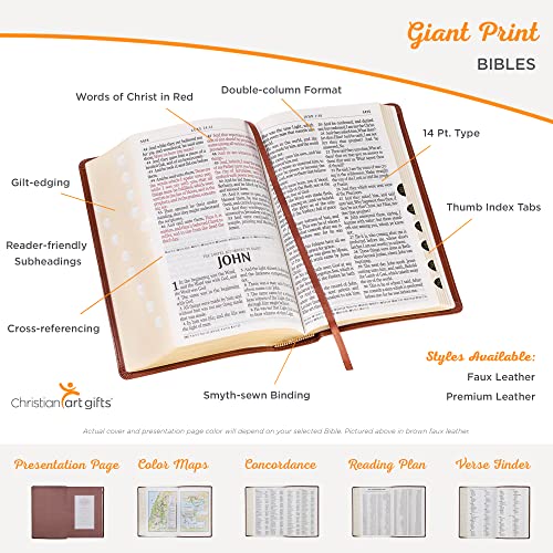 KJV Giant Print Red Letter Bible, Faux Leather