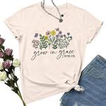 Women's Grace Bible Verse Tshirt with Wildflower Print