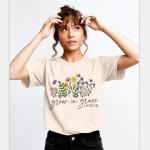 Women's Grace Bible Verse Tshirt with Wildflower Print