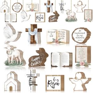 He is Risen Religious Easter Decor Ornaments Set