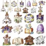 Wenqik Easter Wooden Hanging Ornaments Decor - 36 Pcs