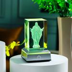 Sacred Heart of Jesus Crystal Statue with Colorful Light Base