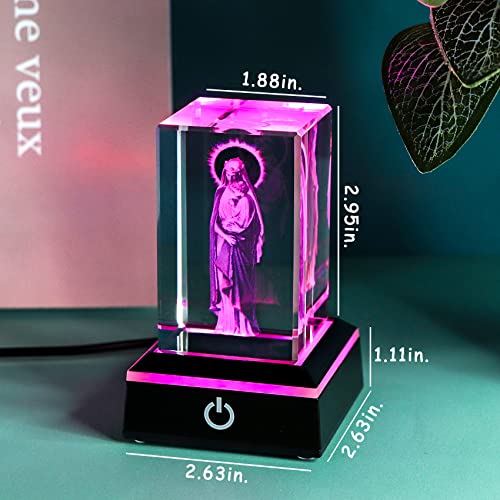 3D Crystal Virgin Mary & Baby Jesus Statues Set