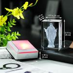 Sacred Heart of Jesus Crystal Statue with Colorful Light Base