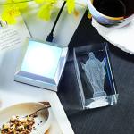 Sacred Heart of Jesus Crystal Statue with Colorful Light Base