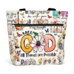 Large Christian Faith Tote Bag - Waterproof with Pockets