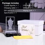 Sacred Heart of Jesus Crystal Statue with Colorful Light Base