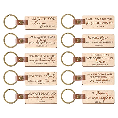 Wooden Bible Keychain Set: Religious Engraved Gift Collection