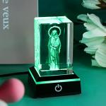 3D Crystal Virgin Mary & Baby Jesus Statues Set