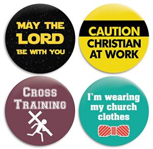 Set of 4 Christian Church Pinback Buttons/Pins - 2.25