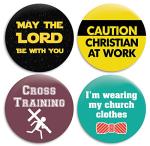 Set of 4 Christian Church Pinback Buttons/Pins - 2.25