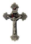 Budded Crucifix Cross Lapel Pin Pendant, Pewter, 1 Inch