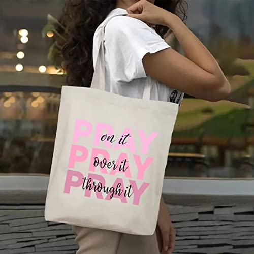 SAUIVD Christian God Tote Bag Funny Pray Design
