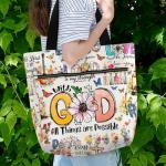 Large Christian Faith Tote Bag - Waterproof with Pockets