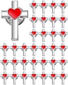 Bulk Cross and Heart Lapel Pins for Christians