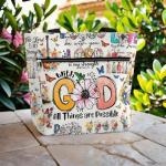 Large Christian Faith Tote Bag - Waterproof with Pockets