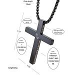 Black Stainless Steel Crucifix Necklace with Bible Verse