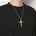 HZMAN Men's Stainless Steel Cross Crucifix Necklace Gold