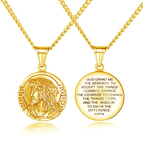 Jesus Bible Verse Gold Necklace for Men