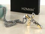 HZMAN Men's Stainless Steel Cross Crucifix Necklace Gold