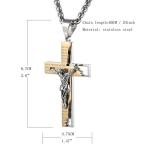 HZMAN Men's Stainless Steel Cross Crucifix Necklace Gold