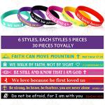 30 Christian Bible Rubber Bracelets with Inspirational Verses