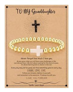 Christian Gold Beaded Bracelets for Teen Girls and Women