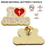 Gold Cross Lapel Pins for Men Women Jesus Love