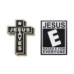 Enamel Cross Letter Brooch Set - Religious Jewelry
