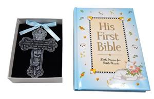 Baby Boy Baptism Guardian Angel Crib Cross Bible