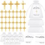 Bulk Gold Cross Pins with Cards and Bags