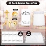 Bulk Gold Cross Pins with Cards and Bags