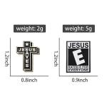 Enamel Cross Letter Brooch Set - Religious Jewelry