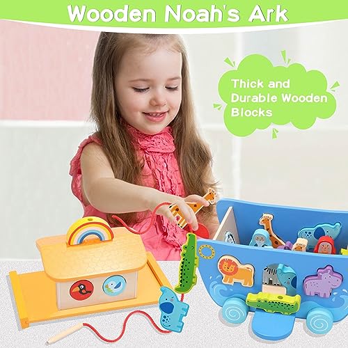 Wooden Noah's Ark Animal Shape Sorter Toy, Baptism Gifts