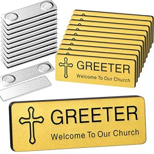 Church Greeter Name Tag Set: Cross Design, Reusable