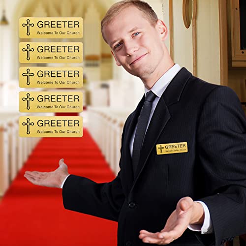 Church Greeter Name Tag Set: Cross Design, Reusable