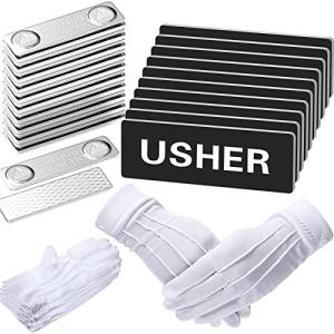 Magnetic Usher Tags & White Gloves Set for Church
