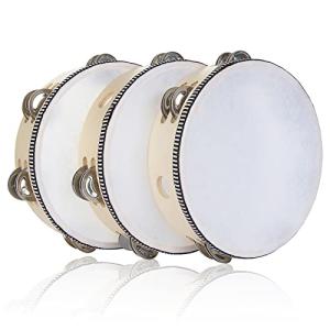 Adults' 8" Hand Held Tambourine with Metal Jingles