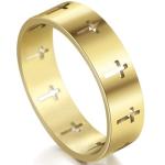 6mm Gold Stainless Steel Christian Cross Wedding Band