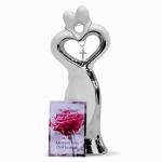 Christian Wedding Statue with Cross & Heart Poem