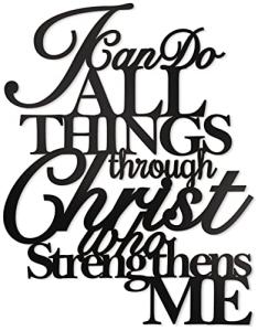 Christ Metal Wall Art: Philippians 4:13, 17"X13" Home Decor