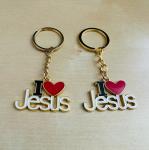 Gold Jesus Christian Charm Keychain Gift - Set of 2