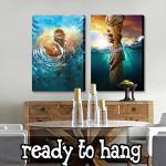 2 Pieces Framed Jesus Wall Art Set, Blue Ocean